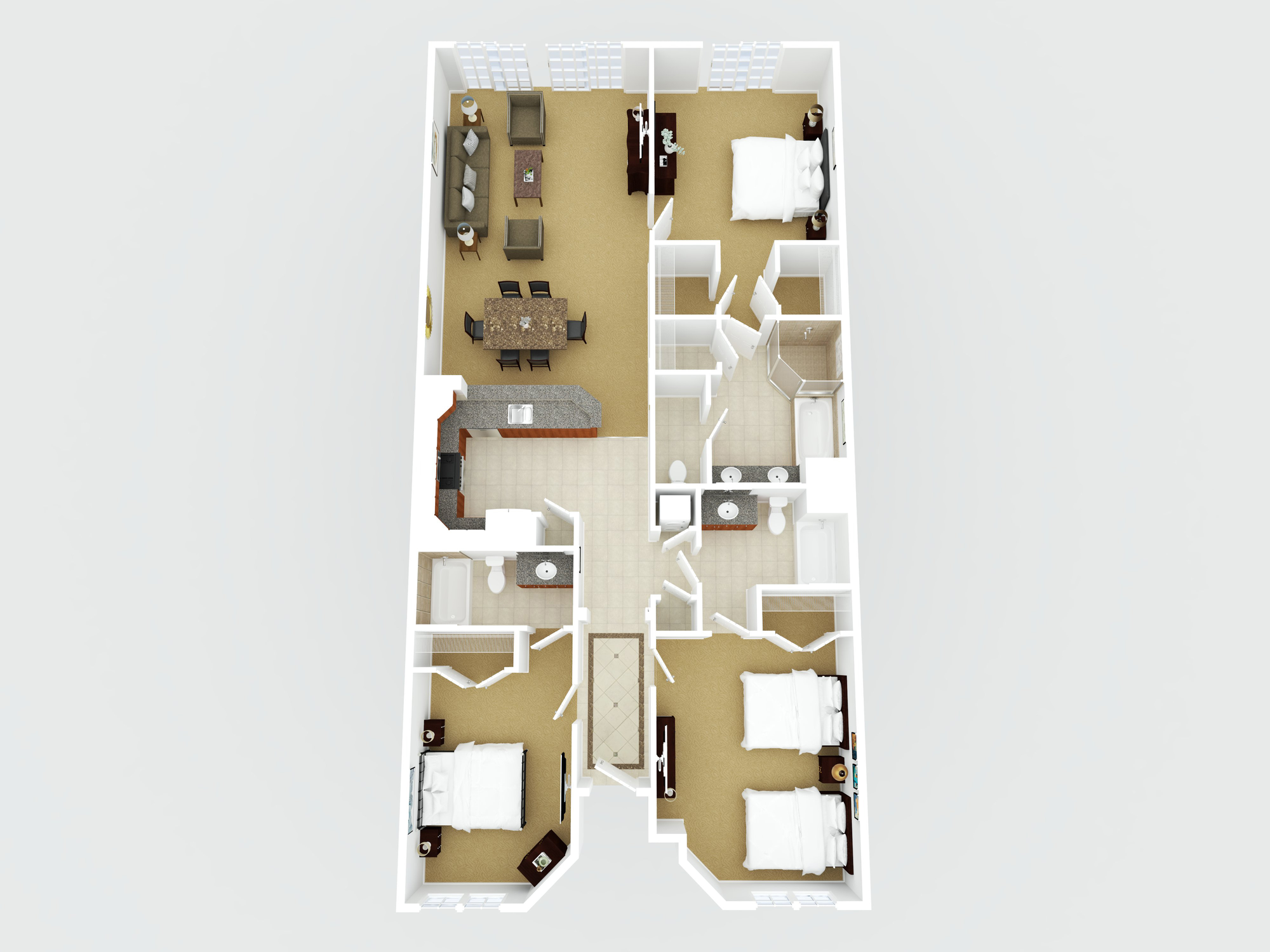 colored three dimensional floorplan